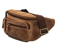 Fa.Volmer ® Riñonera de piel auténtica para hombre y mujer | disponible en negro y marrón | varios modelos, marrón, L