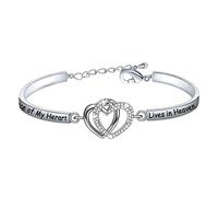FAADBUK Pulsera conmemorativa de la pérdida de una pieza de mi corazón vive en el cielo, en memoria de un hijo querido, hija, regalo de condolencias, L, Acero inoxidable, Acero inoxidable