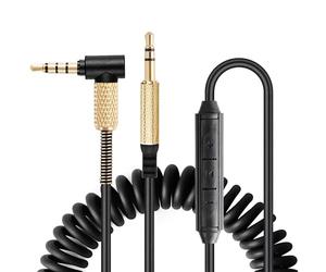 FAAEAL- Cable de audio en espiral Solo3, repuesto para auriculares inalámbricos Marshall Major2 Major3 Major4 Beats Studio3, cable para auriculares con control de volumen y micrófono en línea de 3,5 m