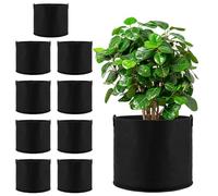 FAAING 10 unidades de 20 L de tela no tejida, Macetas Grandes Jardineras de tela negra con asa, bolsas para plantas y plantas