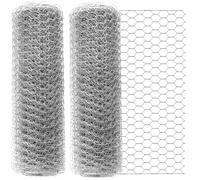 FAAING 2 Rollos de Malla Hexagonal de Alambre Galvanizado 40 cm x 15 m, Malla Metálica para Gallinero, Conejos y Jardín, Alambre de Pollo para Valla y Animales Pequeños