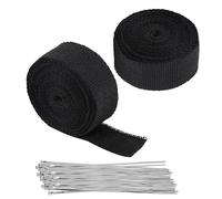 FAAING Cinta de protección térmica de fibra de basalto, 2 unidades, 5 m x 50 mm, color negro, con 10 bridas de acero inoxidable, para tubo de escape de motocicleta