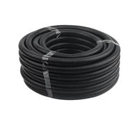 FAAING Tubo corrugado ranurado de 50 m de longitud, ID 10 mm x OD 13 mm, tubo vacío ranurado, tubo corrugado flexible, protección de cables, manguera de cable negro vacío para cable de fibra óptica