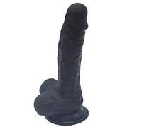 FAAK107-Consoladores realistas (283 g Longitud: 7.28 pulgadas Diámetro: 1.5 pulgadas) Dildos clásicos Réplica de pene Ventosa súper fuerte con gel de sílice médico-Black