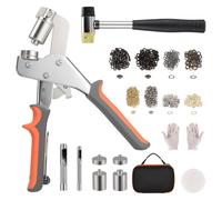 Faankiton Kit de Herramienta Ojetes Metalicos con Remachadora Ojales, 500 Piezas Ojales Metalicos, Ojales de Metal (200 10mm y 300 6mm), Set Ojales para Lonas Cortinas Bolsas Ropa con Mazo y Bolsa