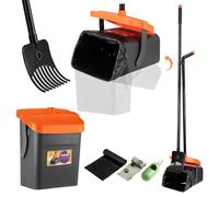 Faankiton Recoge Cacas de Perros, Recogedor de Excrementos Giratorio y Rastrillo Recogedor de Caca para Perros con Rastrillo Recogedor de Excrementos Perro con Mango Largo 117cm y 35 Bolsas (Naranja)