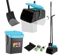 Faankiton Recoge Cacas de Perros, Recogedor de Excrementos Giratorio y Rastrillo Recogedor de Caca para Perros con Rastrillo Recogedor de Excrementos Perro con Mango Largo 117cm y 35 Bolsas (Azul)