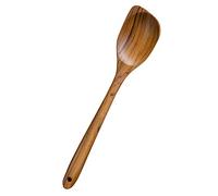 FAAY Cuchara de esquina de 13.5 ", raspador de mano IZQUIERDO, cucharas de madera para cocinar artesanías de madera de teca dorada de alta resistencia a la humedad | Mango ergonómico