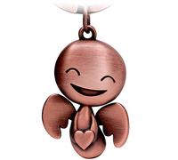 FABACH Llavero ángel guardián Happy con corazón - Colgante de ángel lindo de metal - Regalo de la suerte para el coche asociado - Conduce con cuidado, oro rosa antiguo, Taille unique, Europeo
