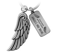 FABACH Llavero con alas de ángel, amuleto de la suerte, ángel de la guarda, pluma y ángel de la guarda, llavero con alas de ángel - Feathers Appear When Angels Are Near, Plata Antigua, talla unica