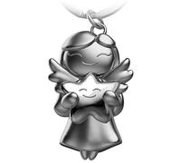 FABACH Llavero con diseño de ángel de la guarda con estrella, ángel de Navidad de metal, amuleto de la suerte. Dulce ángel colgante con estrella, plata, Talla única