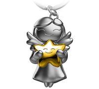 FABACH Llavero con diseño de ángel de la guarda con estrella, ángel de Navidad de metal, amuleto de la suerte. Dulce ángel colgante con estrella, dorado, Talla única