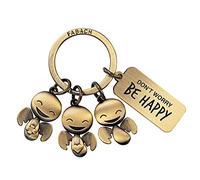 FABACH Llavero con diseño de ángel de la guarda con grabado, diseño de ángel de la suerte, amuleto de la suerte, motivación - Don't Worry be Happy, bronce, talla única