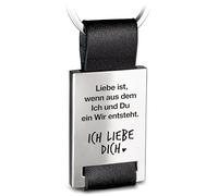 FABACH Llavero con grabado de piel con texto en alemán "Ich liebe dich Schlüsselanhänger für Partner - Freundin Geschenk Liebe Freund - Wenn aus dem Du und ich ein Wir entsteht, marrón, Wenn aus dem