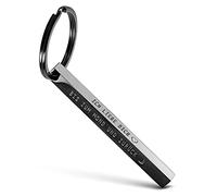FABACH Llavero Cuboid Ich Liebe Dich bis zum Mond - Quader Schlüsselanhänger Liebe Partner aus Edelstahl - Stäbchen Anhänger mit tiefer filigraner Gravur Liebe bis zum Mond, Negro , 1Stück, Llavero