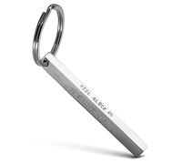 FABACH Llavero Cuboid «Mucho éxito» - Llavero de acero inoxidable - Colgante de varillas con grabado «Buena suerte», plata, 1Stück, Moderno