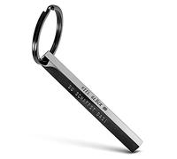 FABACH Llavero Cuboid «Mucho éxito» - Llavero de acero inoxidable - Colgante de varillas con grabado «Buena suerte», Negro , 1Stück