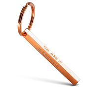 FABACH Llavero Cuboid «Mucho éxito» - Llavero de acero inoxidable - Colgante de varillas con grabado «Buena suerte», Oro Rosa, 1 unidad