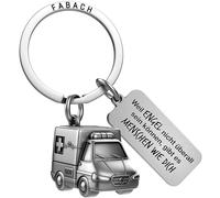 FABACH Llavero de ambulancia ambulancia amuleto de la suerte - regalo médico llavero - médico médico de emergencia paramédico RTW medicina estudiante doctores regalos, Plata antigua, Talla única
