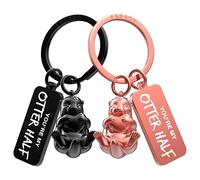 FABACH Llavero de amor para parejas - 2 nutrias con corazón - Te amo llavero pareja - regalo de novia amor - llavero pareja pareja regalos de amor aniversario, Negro y oro rosa, talla única, Moderno