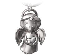 FABACH Llavero de ángel de la guarda brillante con corazón - Ángel de la suerte Llavero Amor - Regalo ángel de la guarda amuleto de la suerte - Ángel con corazón como idea de regalo para novia, plata,