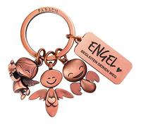 FABACH Llavero de ángel de la guarda con 3 ángeles con grabado, llavero de metal con mensaje para automovilistas, regalo de amuleto de la suerte, permiso de conducir, ángel acompaña tu camino, Oro