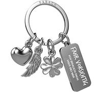 FABACH Llavero de ángel de la guarda con 3 colgantes con grabado, ángel de la guarda para automovilistas, regalo de ángel, amuleto de la suerte, carné de conducir - conducir con cuidado yo te