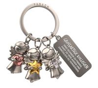 FABACH Llavero de ángel de la guarda con 3 estrellas con grabado - Llavero de despedida de colega, regalo de despedida - Colegas de trabajo, regalo para colegas con corazón, plata, 1, Moderno