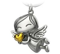 FABACH Llavero de ángel de la guarda con corazón, ángel de la suerte, llavero de amor, ángel de la guarda, amuleto de la suerte, ángel con corazón como idea de regalo para novia, dorado, 1, Moderno
