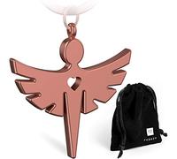 FABACH Llavero de ángel de la guarda con corazón, colgante de ángel noble de metal en plata, oro, oro rosa, negro, amuleto de la suerte, regalo para coche, carné de conducir, conducción cuidadosa, 1 x