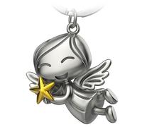 FABACH Llavero de ángel de la guarda con estrella - ángel de Navidad de metal - ángel de la guarda de la suerte - ángel de la guarda llavero ángel de la guarda como regalo para novia, dorado, 1,