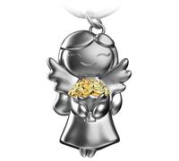 FABACH Llavero de ángel de la guarda con flores - ángel amuleto de la suerte llavero amor - regalo de despedida colega ángel de la guarda amuleto de la suerte - regalo de despedida colegas, dorado, 1,