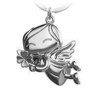 FABACH Llavero de Ángel de la Guarda Con Trébol - Amuleto de la Suerte Para Coche - Regalo de Buena Suerte - Metal, Plata, Talla Única