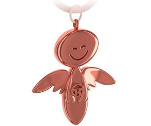 FABACH Llavero de ángel de la guarda con volante, colgante de ángel noble de metal en plata, oro, rosa, negro, bronce, regalo de la suerte, carné de conducir, 1 x oro rosa (brillante), 1 x roségold