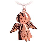 FABACH Llavero de ángel de la guarda Emmy con grabado Drive Safe, colgante de ángel de metal, amuleto de la suerte, carné de conducir, Oro Rosa, talla única, Clásico