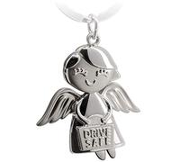 FABACH Llavero de ángel de la guarda Emmy con grabado Drive Safe, colgante de ángel de metal, amuleto de la suerte, carné de conducir, plata, talla única