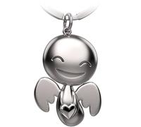 FABACH Llavero de ángel de la guarda Happy con corazón - Ángel de la suerte Llavero Amor - Regalo ángel de la guarda amuleto de la suerte - Ángel con corazón como idea de regalo para novia, plata, 1,