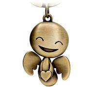 FABACH Llavero de ángel de la guarda Happy con corazón, bonito ángel colgante de metal - Regalo amuleto de la suerte coche pareja - conducir con cuidado, bronce, talla única, Encantador