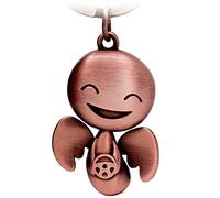 FABACH Llavero de ángel de la guarda Happy con volante, bonito ángel colgante de metal - regalo amuleto de la suerte coche permiso de conducir - conducir con cuidado, Oro rosa antiguo, talla única,