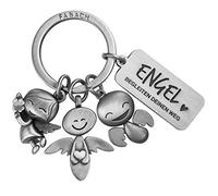 FABACH Llavero de ángel la guarda con grabado - metal mensaje para conductores Regalo amuleto suerte coche carné conducir Ángel acompaña tu camino, plateado envejecido (Plateado) - FB_3ENGEL_S_E