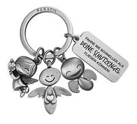 FABACH Llavero de ángel la guarda con grabado - metal para coche mensaje conductores, regalo amuleto suerte coche, carné conducir, tu guarda, plateado envejecido (Plateado) - FB_3ENGEL_S_FNSAD