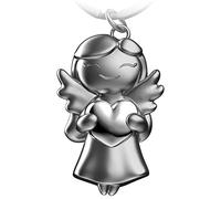 FABACH Llavero de ángel - Llavero de estrella de corazón plateado - Colgante de ángel de la guarda - Regalo para novia