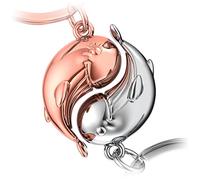 FABACH Llavero de Ballena Moby para Parejas - Amuleto de la Suerte para Novia o Novio - Regalo de Amor para Cumpleaños, Aniversario, San Valentín - Plata y Oro