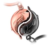 FABACH Llavero de ballena para parejas Moby - Ballena Amuleto de la suerte regalos novia o novio - Regalo de pareja Amor Llavero para cumpleaños, aniversario, regalos de San Valentín, Negro y oro