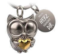 FABACH Llavero de búho con corazón y grabado, diseño de búho, amistad y amor, amuleto de la suerte de metal para mujeres - Mi corazón pertenece a ti, dorado, 1, Moderno