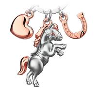 FABACH Llavero de caballo con corazón y herradura, amuleto de la suerte para los amantes de los caballos, regalo, Oro Rosa, 1, Moderno