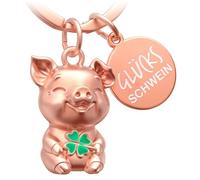 FABACH Llavero de cerdo de la suerte con trébol, amuleto de la suerte para buena suerte y éxito, regalo de cerdito, Gordito cerdito, Talla única