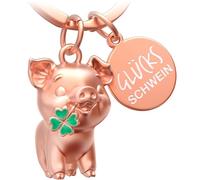 FABACH Llavero de cerdo de la suerte con trébol, amuleto de la suerte para buena suerte y éxito, regalo de cerdito, Cerdito Wiggy, Talla única