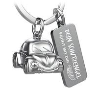 FABACH Llavero de coche con grabado - Ángel de la Guardia Llavero Ángel para Automovistas, Regalo de la suerte, Regalo para coche, plata, 1 unidad