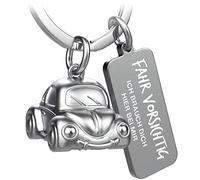 FABACH Llavero de coche con grabado - Ángel de la Guardia Llavero Ángel para Automovistas, regalo de la suerte, conducción cuidadosa, regalo de coche - Conducir cuidadosamente, plata, 1 unidad